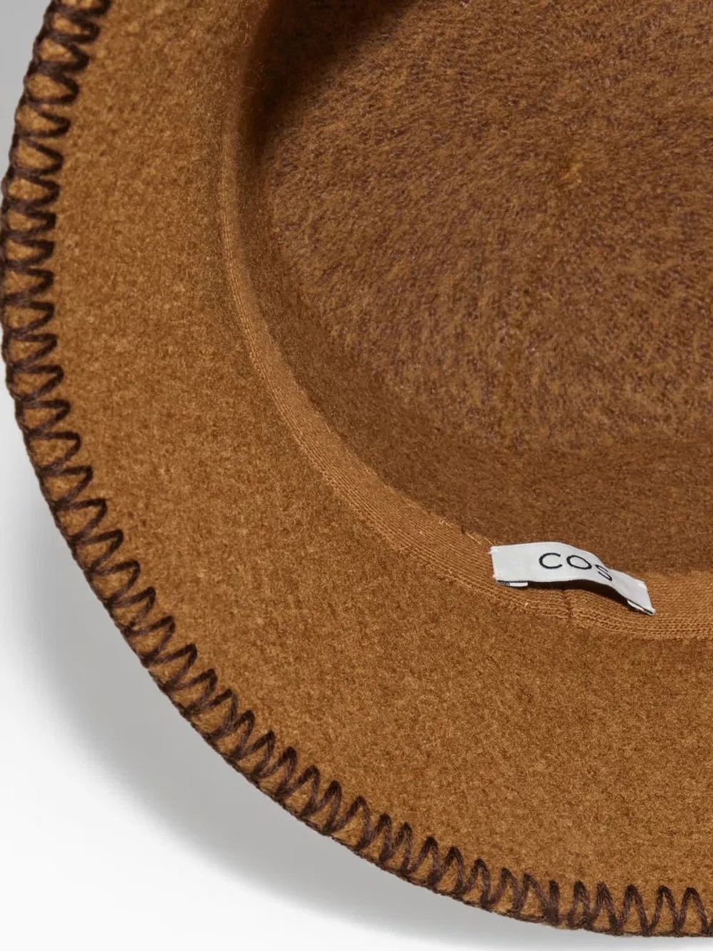 COS Brand New Brown Wool-Blend Bucket Hat with blanket-stitched edge. XS/S size. - Picture 12 of 14